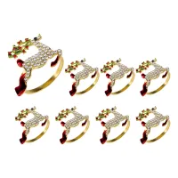 8 Piece Set of Rhinestone Deer Napkin Ring is Suitable for Table Setting Suitable for Wedding Reception, Christmas