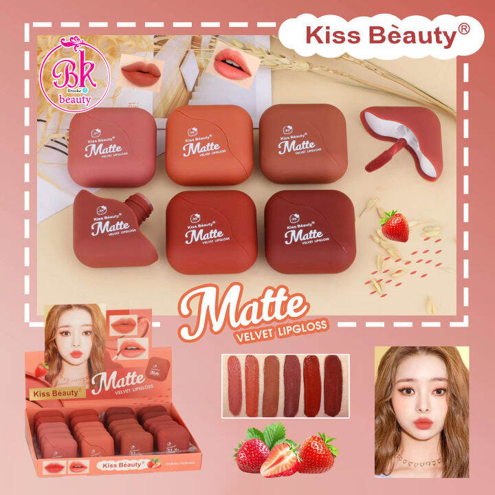 ลิป-ลิปสติก-ลิปกลอส-kiss-beauty-เนื้อแมตต์-กำมะหยี่-ลิปแมท-ลิปจุ่ม-กันน้ำ-ติดทนนาน-เม็ดสีที่คมชัด-อิ่มตัว-สดสวย