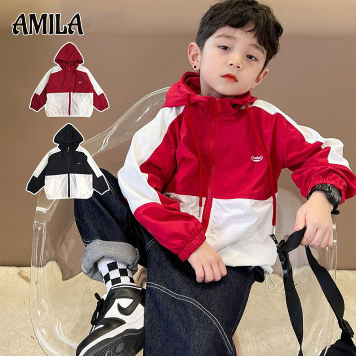 amila-เสื้อผ้าเด็กเสื้อแจ็กเก็ตเด็กผู้ชายแบบประกบกันบุเสื้อแจ็คเก็ตเด็กเสื้อแจ็คเก็ตเสริมไหล่