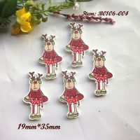 Christmas Decor 60pcs Christmas Deer Wood  Buttons Christmas Products Decorative Material Scrapbooking Sewing Accessories Haberdashery