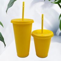 Straw Cup with Lid Reusable Drinking Tumbler PP Christmas Festive Solid Color Drinking Drinkware for Home