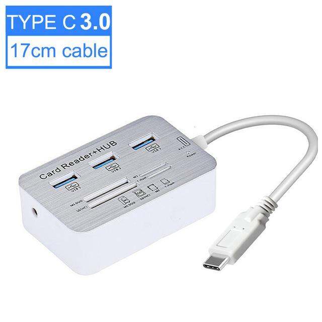 ร้อน-usb-hub-3-0-multi-splitter-port-sd-card-reader-สำหรับ-macbook-pro-คอมพิวเตอร์พีซีอุปกรณ์แล็ปท็อป-usb-3-1-c-hub-พร้อมอะแดปเตอร์ไฟฟ้า