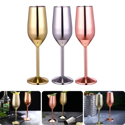 【CW】✱❀∋  220ml Flute Glass Unbreakable Wine Cup Gold Cocktail Metal Bar Supplies