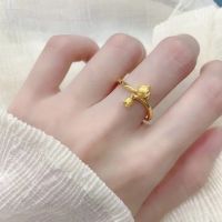 Genuine 999 Gold Color Bell Orchid Ring for Women Bride Thick Adjustable Rings Jewelry Gifts Accessories Oro Puro De 24 K Rings