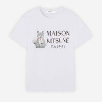 เสื้อแนวโน้มแฟชั่น Maison K-Itsu แขนสั้นเสื้อสำหรับทั้งหญิงและชายลำลองโยคะจิ้งจอกเสื้อยืดพิมพ์ลายตัวอักษร (ปก + แท็ก)