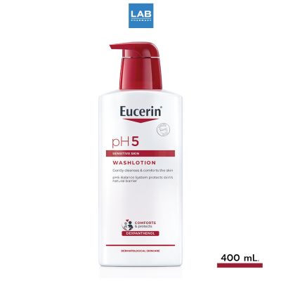 Eucerin pH5 Sensitive Skin Wash Lotion 400 ml. ยูเซอริน พีเอช5 เซ็นซิทีฟ สกิน วอชโลชั่น ครีมอาบน้ำสำหรับฟื้นบำรุงเกราะปกป้องผิวให้แข็งแรง 400 มล.