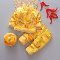 【CW】10Colors Baby New Year Tang Suit 3Pcs Chinese Traditional Kids Anniversary Costumes Stain Winter Cotton Boys Girls Warm Hanfu