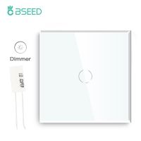 Bseed Switch1จอโคมไฟหรี่แสง/2แก๊งสวิทช์ไฟ Led ติดผนังหรี่แสงได้แบบ1way กดยาวหรี่แสงได้คริสตัลแบล็คไลท์สีขาว