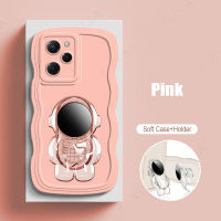 เคสโทรศัพท์สีชมพูสำหรับ Xiaomi Mi 13 12 12T Pro 11 Lite 5G Ne/poco X5 X4 X3 M4 M3 Pro F4 F3 GT 4G 5G เคสโทรศัพท์พับเป็นขาตั้งมนุษย์อวกาศขอบซิลิโคนเหลวกันกระแทก-เคสนิ่มกันดีไซน์ใหม่ป้องกันเลนส์กล้องฝาหลังคู่ Casing-F3