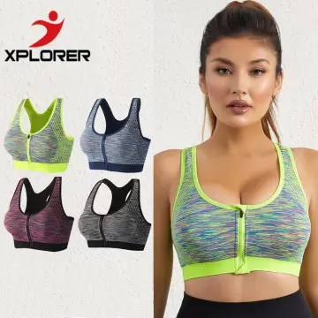 Women Sports Bras Tights Crop Top Yoga Vest Front Zipper Plus Size  Adjustable Strap Shockproof Gym Fitness Athletic Brassiere -  Singapore