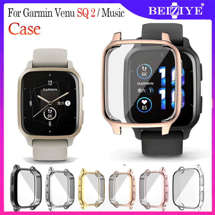 Protection Case For Garmin Venu SQ Smart Watch Plating TPU Soft Cover Full  Screen Protector Shell