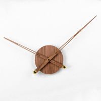 Frameless Wooden Wall Clock Movement Walnut Wall Long Pointets Quartz Silent Mechanism Wooden Needles Home Decor Living Room