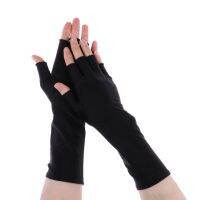 ผู้หญิงขับรถอุปกรณ์เสริม Solid Mittens แขน Fingerless ถุงมือแขน Finger Cool ยาวครึ่ง