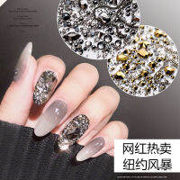 3PCS Nail Art Flat Bottom Shaped Diamond Bright New York Storm Crystal Sand Chain Mixed Phototpy Nail Decoration