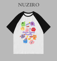 NUZIRO เสื้อยืดแขนลำลองขาสั้นสำหรับผู้หญิง,ผ้าฝ้ายเกาหลีทรงหลวมพิมพ์ลายการ์ตูน