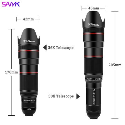 SANYK 50X / 36X HD Mobile Phone Lens Telephoto Lenses Zoom lens Telescopes Monocular Telescope Lens With Selfie Tripod SmarphoneTH