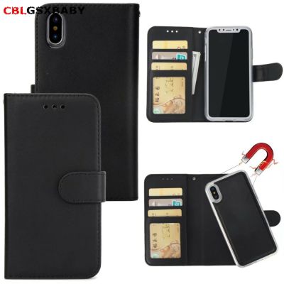 [Yellow peach flavor]【Hot】2 In 1 Magnetic Detachable Leather Wallet Case For iPhone 14 13 12 11 Pro Max Phone Magnet Removable Retro Ultra Slim Cover