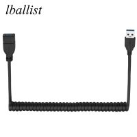 lballist Elastic Coiled USB 3.0 Extension Cable Male to Female M/F 9 1 Shielded Copper Cores