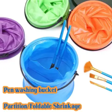 Collapsible Paint Brush Cup Washing Bucket Brush Holder Cleaner 1.2L  Painting Storage Bucket For Oil Watercolor Painting - AliExpress