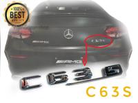 แผ่นป้าย Logo c 63s สําหรับ mercedes benz สีชุบโครเมี่ยม งานอย่างดี เทียบแท้ ***