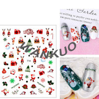 【WANKUO】Women Nail Art Christmas Stickers 3D Santa Claus Snow New Year Ladies Nail Stickers