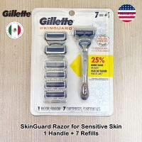 Gillette® SkinGuard Razor for Sensitive Skin 1 Handle And Refills ชุดมีดโกน ยิลเลตต์ สำหรับผิวบอบบาง 1 ด้าม + ใบมีด