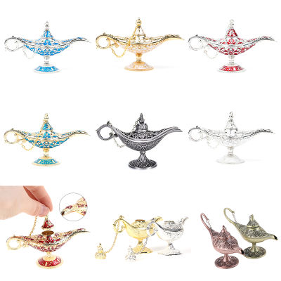 1PCS Metal Plastic Aladdin Magic Lamp Decoration Figurines Vintage Tin Alloy Tea Pot Miniatures Wishing Lamp Decoration Craft