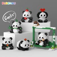 Cute Giant Panda Flower Building Blocks Play Swing 2in1 Diy Assembly Mini Stacking Bricks Kids Toys for Boys Girls Birthday Gift