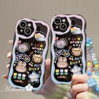 Mrhaha เคสครีม + โซ่หมีสำหรับ Realme C53 C55 C35 C11 C15 5 5S 5i 6i 8i C33 C20 C31 C21 C17 C25 C21Y C25s C12ไล่ระดับสีแฟชั่นตุ๊กตากระต่ายดาวสีรุ้งทำด้วยมือเคสโทรศัพท์สีดำและอุปกรณ์เสริมฝาครอบป้องกันซิลิโคนที่สวยงาม?คลังสินค้าพร้อม