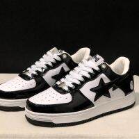 ที่ขายดีที่สุดสำหรับ authentiticwart BAPE-STA-* Low-Cut แฟชั่นอินเทรนด์กีฬารองเท้าผ้าใบผู้ชายผู้หญิงรองเท้าสเก็ตบอร์ดเคลือบเงาสีดำสีขาว {จัดส่งฟรี}