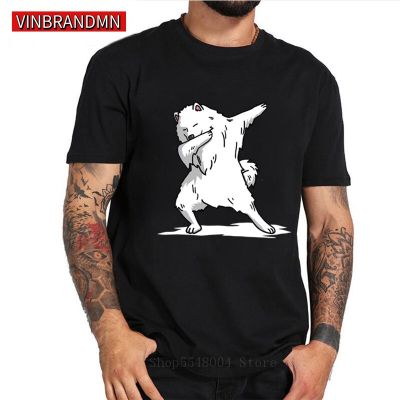 New Funny Dabbing Samoyed Dog T-Shirts Awesome Cute Animal Crewneck Short Sleeve Tops Purified Cotton Tees Summer Style T Shirts 【Size S-4XL-5XL-6XL】