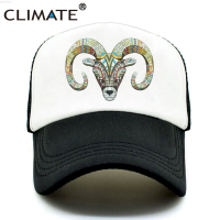 2023 New CLIMATE Goat Trucker Caps Hat Women Men Goat Head Hat Cap Cool Hip Hop Summer Colorful Mesh Baseball Cap Hat for Men Women Youth Versatile hat