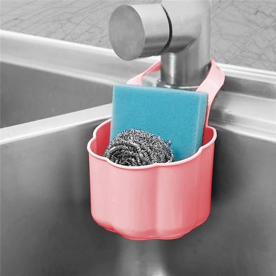 【CC】 Faucet Mounted Sponge Drain Basket Sink Storage Rack Plastic Holder