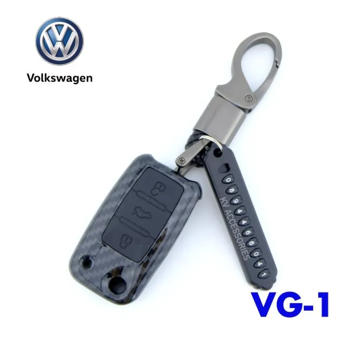 AD.ซองกุญแจรีโมท เคสรีโมทกุญแจเคฟล่า Volkswagen รหัส  VG-1 ปุ่มสีดำ