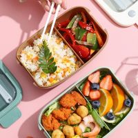 hot【cw】 Food 1 Set 1.1L Classify Storing Plastic 2 Grids Bento with Fork Use