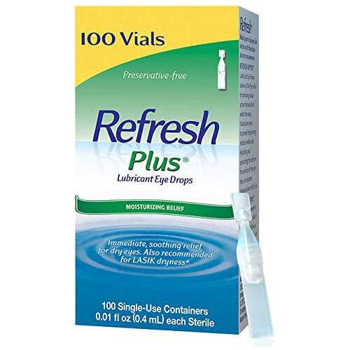 Allergan Refresh Plus Lubricant Eye Drops Single-Use Vials 1Pack (100 ...