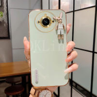 เคสโทรศัพท์กระต่ายคริสตัลน่ารักสำหรับ Realme11 2023ซิลิโคนเคลือบอิเล็กโทรด Realme ปลอกอ่อนเลนส์11 11Pro 11 Pro + 10T 5G ฝาครอบโทรศัพท์มือถือป้องกันเลนส์ Realme 11 Pro Plus