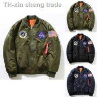 【เสื้อแจ็กเกต】 เสื้อแจ็คเก็ต ปกเสื้อคอปีน ปักลาย NASA Bomber สำหรับผู้ชาย gift