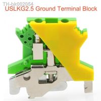 ▧◑✺ Din Rail Mount Ground Screw Terminal Block USLKG2.5 Bornier Electric Wire Connectors UK2.5B Earth morsettiera cable 14AWG 2.5mm2