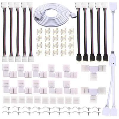 LED Strip Connector Kit for 5050 10mm 4Pin RGB LED Strip,2 Way Splitter,DIY Accessories for RGB LED Strip Connection