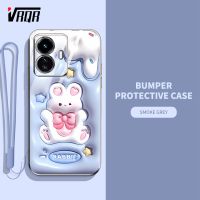 เคสโทรศัพท์ VRQR 3D Visual Effects สำหรับ Vivo Y77 Y77E (T1) Y02S Y16 Y02A Y02 Y02T Y11 Z7 IQOO Z7X ไดโนเสาร์ซิลิโคนแบบนุ่มตัวป้องกัน TPU ส่งสายคล้อง