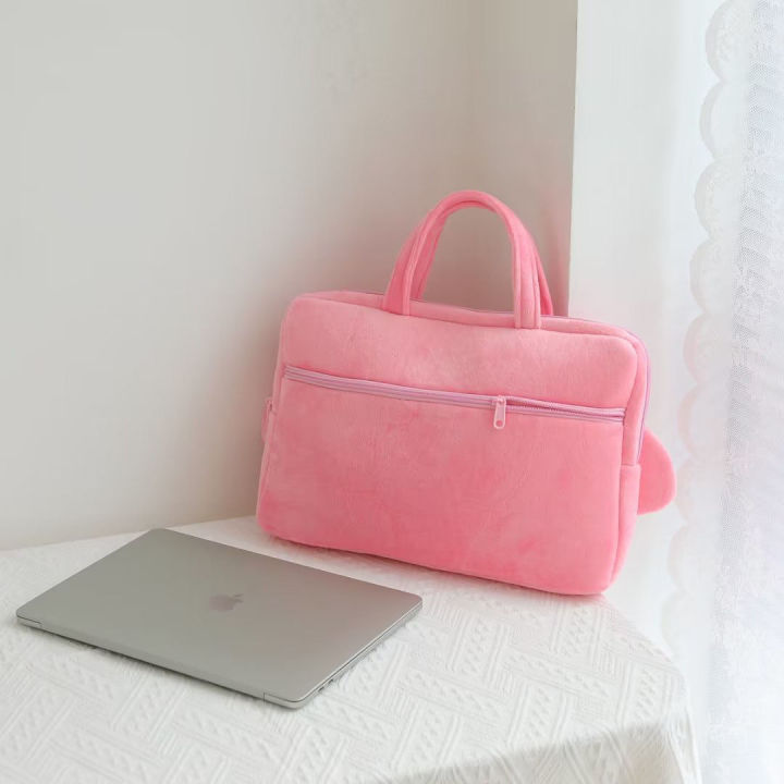 กระเป๋าถือมือถือเด็กผู้หญิงสีชมพูญี่ปุ่นกระเป๋าคอมพิวเตอร์น่ารักสำหรับ-m1-macbook-air-pro-ขนาด14-15-6นิ้ว-m2กระเป๋าแท็บเล็ตแล็ปท็อป-lenovo