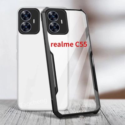 เคสโทรศัพท์อะคริลิคสำหรับ Realme C55 NFC Real Me Realmi 2023โปร่งใสกันกระแทกเคสแข็งฝาครอบป้องกันเลนส์กล้อง