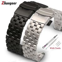 （Bar watchband）Zhangeer สายรัดข้อมือนาฬิกาข้อมือสำหรับผู้ชายสายนาฬิกาข้อมือแบบเต็มแท่งสแตนเลสสตีล,สายรัดข้อมือ18มม. 20มม. 22มม. 24มม. 26มม. พร้อมเครื่องมือ