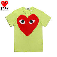 COMME Des Garcons เสื้อผ้าฝ้ายบริสุทธิ์แขนสั้นสำหรับผู้ชายเสื้อยืดสตรี,เสื้อยืดคู่รักสไตล์น่ารักใส่สบายๆนุ่มสบายเสื้อผ้าคู่รักผู้ชายผู้หญิง