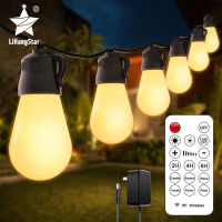 S14 LED Outdoor Light String 15pcs Remote Control Dimming Waterproof Bulbs Christmas Fairy Garden Terrace Party Garland Lights