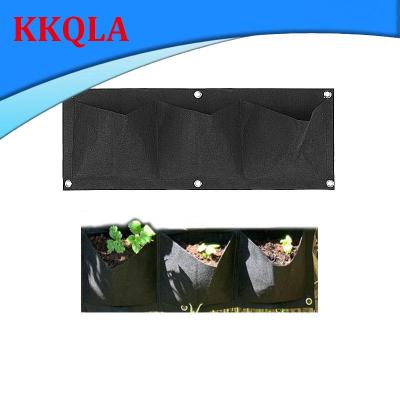 QKKQLA 3 Pockets Bags Black Wall-mounted Planting Flowers Plant Grow Pot Wall Hanging Life Household Flower Pots Decoration