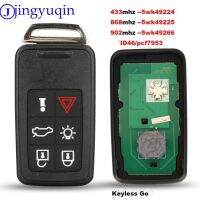 Jingyuqin Kunci Remote Mobil KR55WK49266 433/868/902Mhz สำหรับวอลโว่ XC90 XC60 S90 S60 2009-2014 PCF7953ออโต้โดยไม่มีกุญแจรถ5WK49224อัจฉริยะ