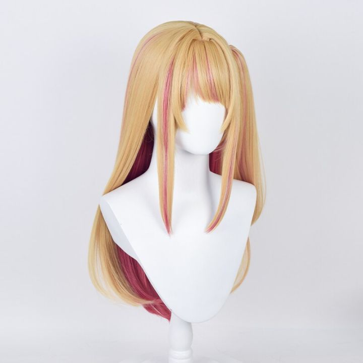 oshi-no-ko-ruby-hoshino-cosplay-wig-long-deep-blonde-pink-synthetic-hair-anime-halloween-carnival-party