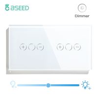 BSEED Dimmable LED Light Switch Double 1Gang 1way Touch Switch Dimmer EU Standard Sensor Wall Switches Tempered Crystal Glass